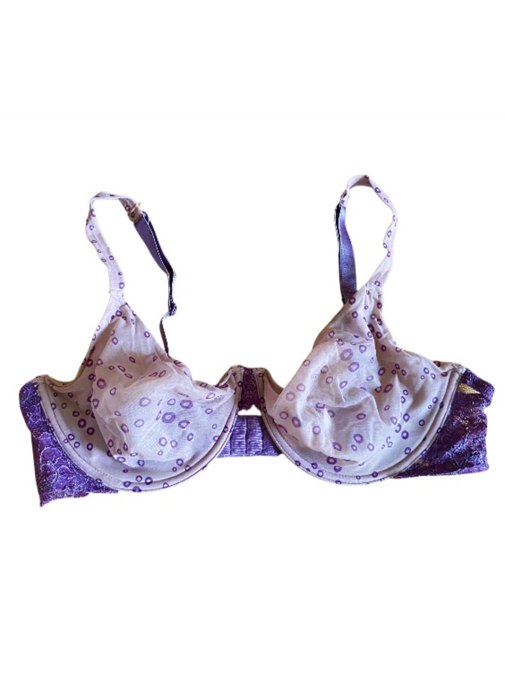 Gilligan & O'Malley Purple Mesh and Lace Underwire Bra Size 40C